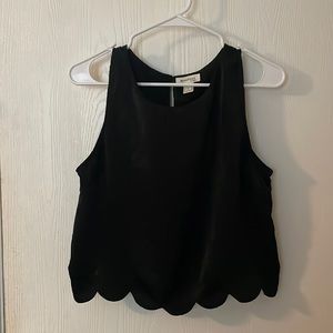 Scalloped Black Crop Top